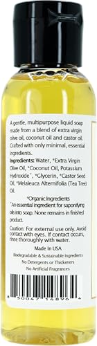 Image of Claya Tea Tree Liquid Castile Soap - Organic Ingredients, Biodegradable, Gentle for Sensitive Skin, Versatile Uss and Travel Size (2 pack of 2 fl oz)