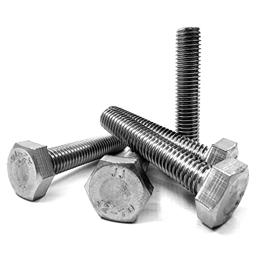Image of M10 Hex Bolt, M10-1.5 x 50mm Hex Head Screw Bolts, 304 Stainless Steel, Fully Threaded, Plain Finish, Hex Tap Bolts 5Pcs (M10x50mm)
