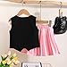 SZRXKJ Girls Black Sleeveless Vest with 3D Flower and Pleated Skirt Toddler Fashion 2-Piece Outfit Set (Pink, 7-8Jahre)