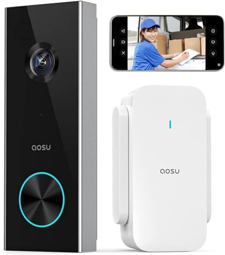 aosu インターホン ワイヤレス 工事不要 充電式 wifi必要 166°広角 2K 3MP...