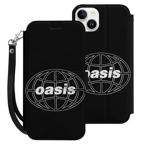 iPhone15Plus用ケース 手帳型 オアシス OASIS バンド スマホケース ストラップ付き 財布型 アイフォン15Plus用ケース おしゃれ 軽量 背面 携帯カバー カード収納 スタンド機能 PUレザー 耐衝撃