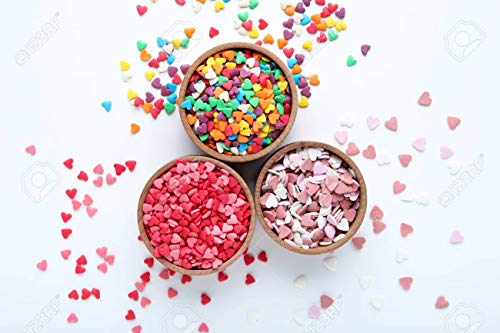Image of Aromatic Cake Decorating Sprinkle Heart Shape /Cake Garnishing Sprinkle-Multicolour-200gms