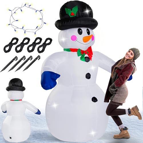 MONZANA® Bonhomme de neige gonflable 240 cm XXL décoration lumineuse Noël matériel fixation extérieur personnage figurine Noël fête autogonflant