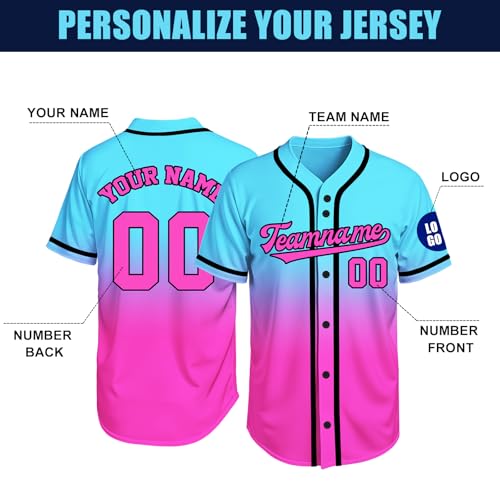 Image of Custom Baseball Jersey Personalized Stitched or Printed Name Number Baseball Shirt Sports Uniform Gifts for Men Women Youth