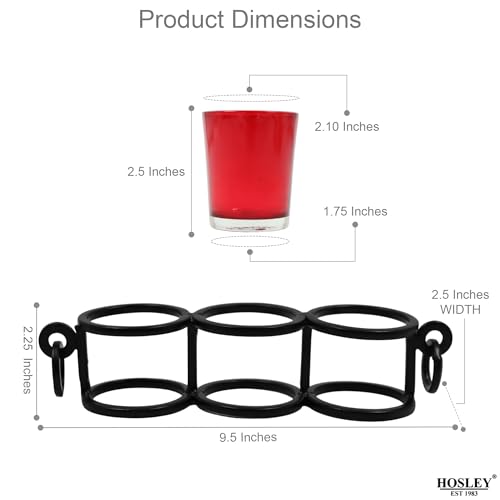 Image of HOSLEY Clear Glass Tealight Candle Holders| Black Tealight Candle Holders with Glass Holders Perfect for Home Decor Tabletop Centerpiece| Pack of 1 with Pack of 3 Tealights
