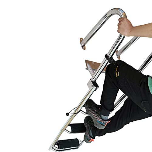 Mojiate Stainless Steel 4 Steps Telescoping Boat Ladder Reinforce Dock Ladder Heavy Duty Swim Deck Ladder With Wider Pedals And Hand Railings，Rated To 500 Pounds #TOP2