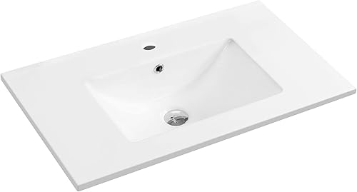 Dowell - Lavabo de baño individual - Cerámica cuenco de 63 pulgadas de profundidad 18 pulgadas FTB