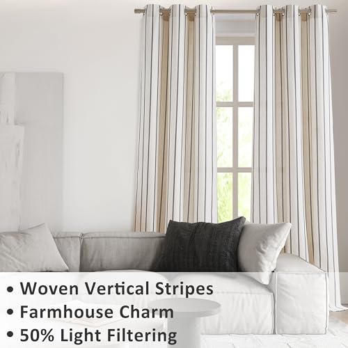 Bapawfish 63 Inch Stripe Light Filtering Window Curtains for Living Room - image 9