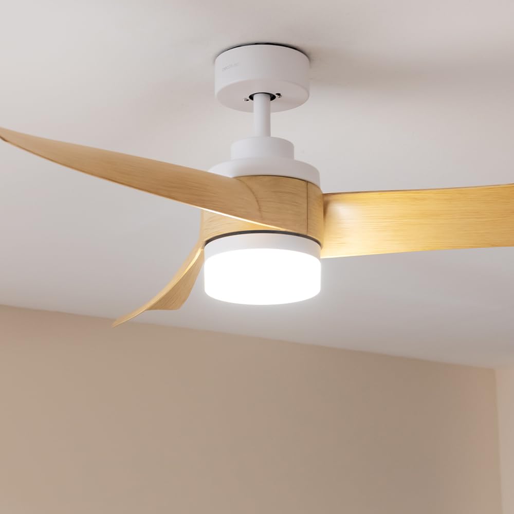 Cecotec - Deckenventilatoren mit Licht EnergySilence Aero 5280 LightWood, 40W, Durchmesser 132 cm, DC-Motor, Fernbedienung, 18W LED-Licht, programmierbarer Timer, Wintersommermodus