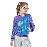 LOLANTA Chaqueta Bomber Azul-Violeta para Niñas, Talla 120)