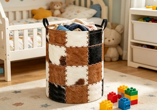 Image of Baby Laundry Hamper kids laundry Basket Waterproof Laundry Bag for Bedroom Clothes Organizer Room Decor(Cow Print)