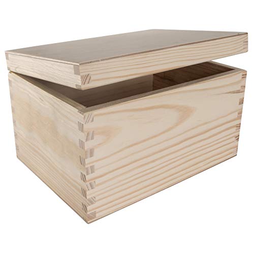 WooDeeDoo Rectangular Wooden Storage Box with Hinged Lid, 22 x 16 x 13.5 cm - Image 2