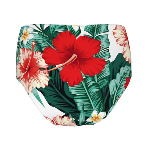 Exotic Tropical Palm Leaves And Hibiscus Girls' Underwear Soft Cotton Little Girls Panties Comfort Briefs2