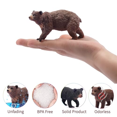 TOYMANY 6 Stück Bären Tierfiguren, Realistische Waldtier Familienfiguren Spielzeugset, enthält Braunbären und Schwarzbären, Bildung, Geburtstagsgeschenk, Weihnachtsspielzeug für Kinder