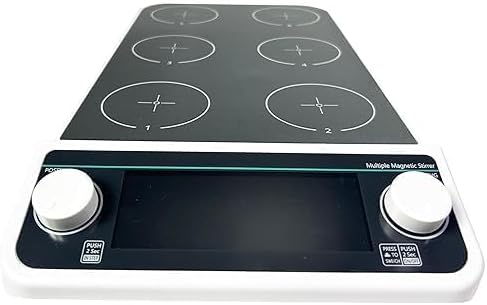 Multiple Magnetic Stirrer 6 Position Magnetic Mixer with Speed 50-1500RPM Plate Size 110MM Max Stirring Volume6*500ML RPM LCD Display