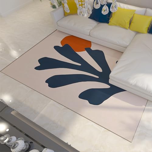 Tapis de salon bleu marine style Matisse algues tapis lavables et pliables - 2