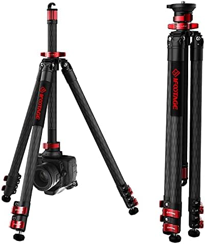 IFOOTAGE 65" Carbon Fiber Video Tripod, Professional Camera Tripods 3 Sections with Centre Pole,Max Load 17.6 lbs, Compatible with Canon, Nikon, Sony DSLR Camcorder Video Photography Gazelle TC6S