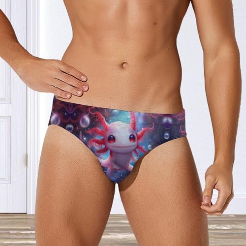 Cute Axolotl Under Sea Mens Swim Briefs Quick Dry Swimming Trunks Training Swimsuit Low Rise Swimwear4