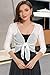 Women Crop Cardigan Sheer Mesh Bolero Shrug for Dress Tie Front 3/4 Sleeve Tops (Pure White,M)