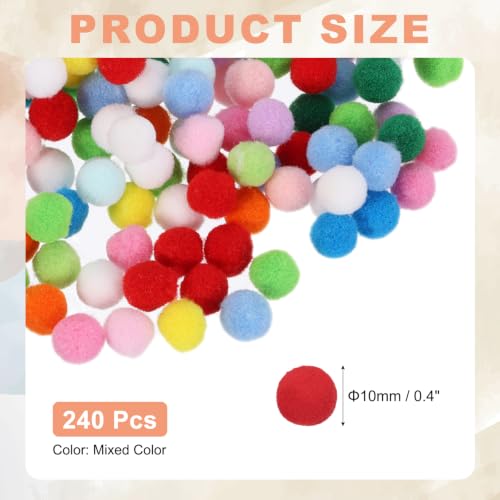MECCANIXITY 240Pcs Pom Poms, 0.4inch Craft Balls, Mixed Color | Pompoms, 10mm Small Fuzzy Puff Ball Bulk for Arts DIY Creative Crafts Making Party Home Decorations Hobby Supplies - Image 2