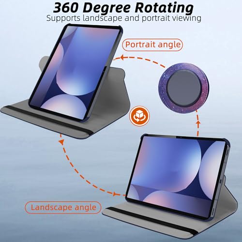 Image of TGK Rotating Flip Cover for Samsung Galaxy Tab S9 FE+ /S9 Plus /S10+ 12.4 inch Case Printed (Galaxy) Multicolor