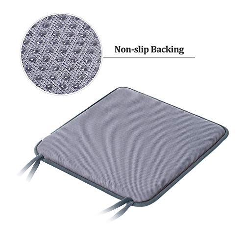 Shinnwa Dining Chair Pads,2 Pack Non Slip Memory Foam Kitchen Chair Cushions Pads With Ties And Gripper Backing (16" Square,Velvet Gray) #TOP3