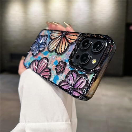 Coque fleurs pour iPhone 15 avec protecteur de pare-chocs souple antichoc