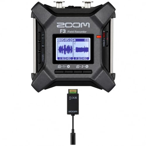 Image of Zoom F3 2-Channel 32-Bit Float Field Recorder Bundle with Zoom TCA-1 Timecode Adapter for Audio-Video Sync (F3 + TCA-1 Timecode Adapter)