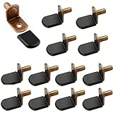 40 Pcs 1/4 Inch Shelf Support Pegs, L-Shaped Metal Shelf Pins with Protective Rubber Sleeves, Cabinet Hardware for Bookshelf, Closet, Glass Corner Shelf, Furniture in Antique Bronze