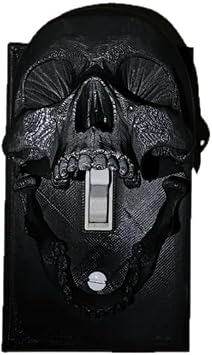 Gothic Skull Light Switch Cover, 3D Printed Single Toggle Wall Plate, Halloween Home Decor, Black