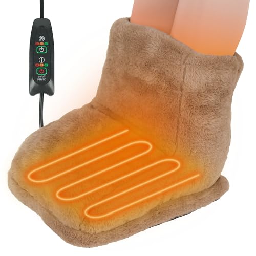 [Rocotto] 足温器 電気フットウォーマー 電気足温器 温度調節機能 タイマー機能 洗濯可 暖房器具 足用ヒーター あったかグッズ (ブラウン, ロング)