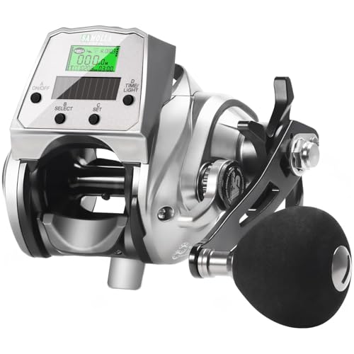 SAMOLLA Baitcasting Fishing Reel Solar Charging 9.6oz Ultralight Smart Digital Baitcaster Reels with 35 Lb Max Drag 6.3:1 High-Speed Gear Ratio Right Handed Freshwater Saltwater Silver KX1200