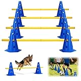 MeYuxg Agility Set Hunde – Cavaletti Steckhürdenset für kleine Hunde & Kinder, verstellbare Trainingshürden, 10 Kurze Stangen (zu 5 Hürden kombinierbar), Hundeparcours mit Kegeln, 23 cm Höhe (Blau)