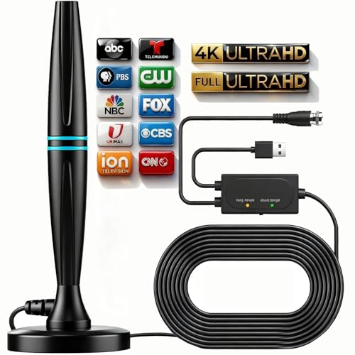 TV Antenna for Smart TV Indoor,TV Antenna for Local Channels,Support 4K 1080p with Signal Booster Antenna TV Digital HD Indoor & Outdoor-Cylindrical Antenna