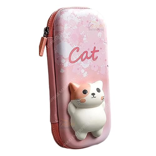 Image of Pencil Case, Cute Cartoon Pencil Pouch 3D Embossed Design Novelty Pencil for Case Gift for Students Kids (Cat Pink Small)