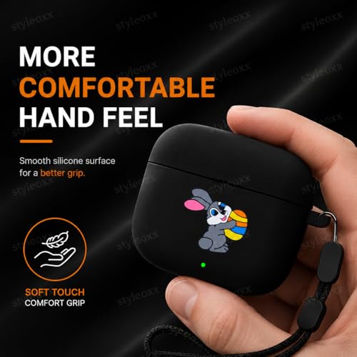Image of Anvique Silicone Case Cover for Oneplus Nord Buds 4 Pro, Scratch Resistance, Shock Absorption, with Premium Carabiner (Rabbit Lanyard)