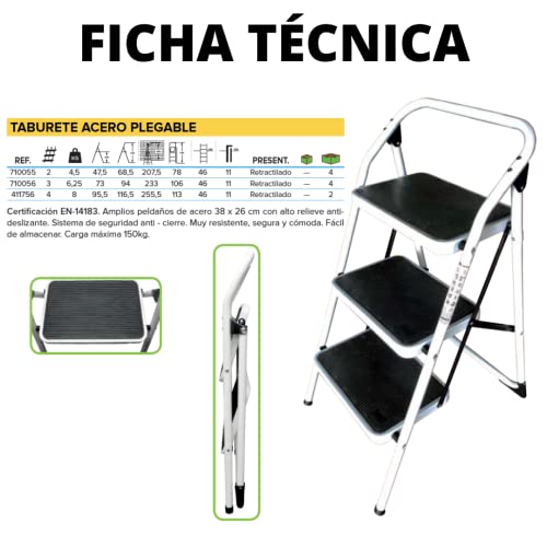 Tabouret pliable en acier 4 marches Homelux structure robuste et stable