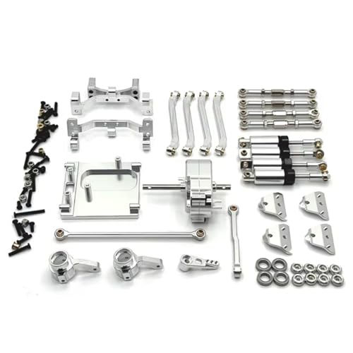 Rc ショックアブソーバー MN99S 1/12 メタル シャーシ用リンクロッド プルロッドマウント オイルショックアブソーバー ギアボックス モーターマウントキット RCカー アップグレードパーツ 交換と使用(シルバー)