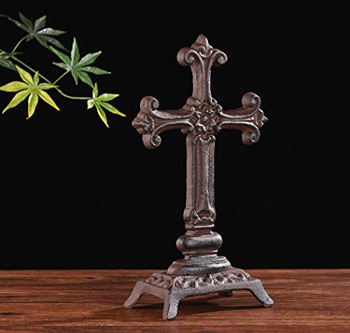 Estatua de Cruz de Hierro Fundido 10.2” Decoración Religiosa miniatura 6