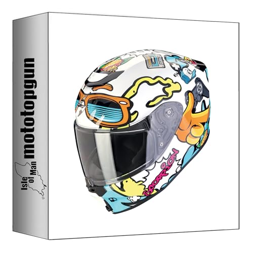 Casque intégral moto Scorpion exo-JNR air Fun Blanc Bleu M : confort gonflable