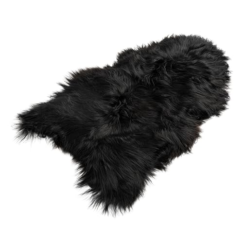 Decorating Sheepskins Peau de Mouton mérinos véritable de qualité supérieure Peau d'agneau véritable, Douce et Moelleuse, Fourrure pour chaises, Peau de (Noir...