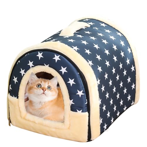 SKIKHN Cucce per Gatti da Interno, Cuccia per Gatti Interno con Cuscino Rimovibile, Cuccia Semichiusa Per Cani E Ga-tti, per Gattis e Cani di Piccola Taglia, 35x32x28cm