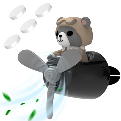 Image of Pilot Car Air Freshener, Cute Bear Car Vent Clip Air Freshener with 4 Fragrant Tablets Automotive Air Outlet Fan Diffuser, Automotive Interiors Vent Decoration (Pilot Bear)