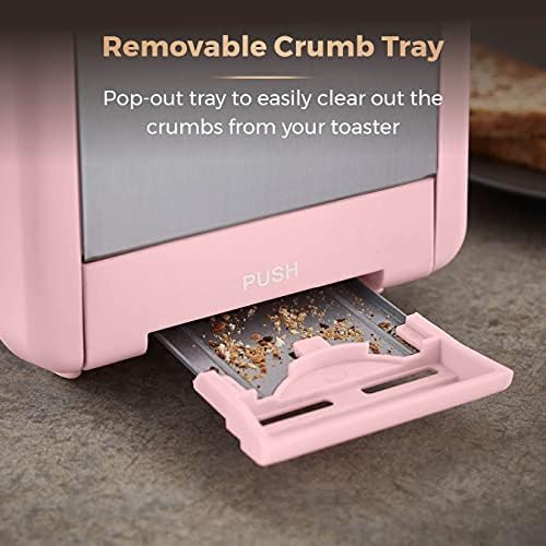 Tower T20036PNK Cavaletto 2-Slice Toaster with Defrost/Reheat, Stainless Steel, 850 W, Marshmallow Pink and Rose Gold