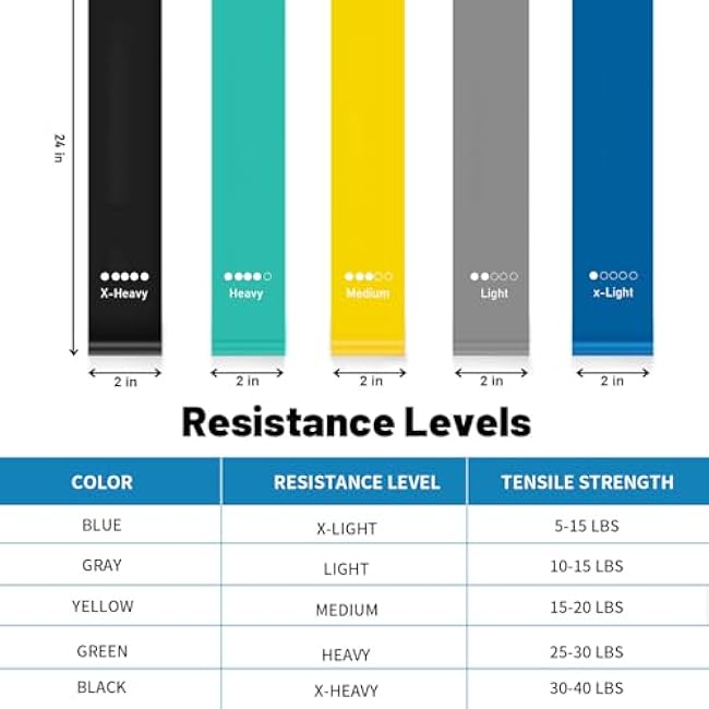 Resistance Loop Exercise Bands for Working Out, Fitness Elastic Bands, Workout Bands for Home Gym, Stretching, Yoga, Pilates, Physical Therapy (5pcs Set)