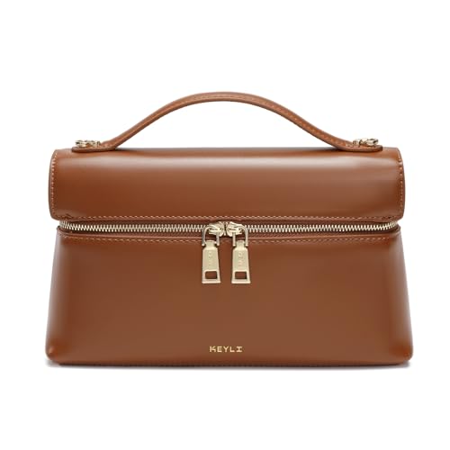 Keyli Bolsa feminina de couro com alça superior, bolsa de ombro com design moderno, bolsa tiracolo para mulheres, bolsas fofas e silenciosas, 2.0-marrom, Small