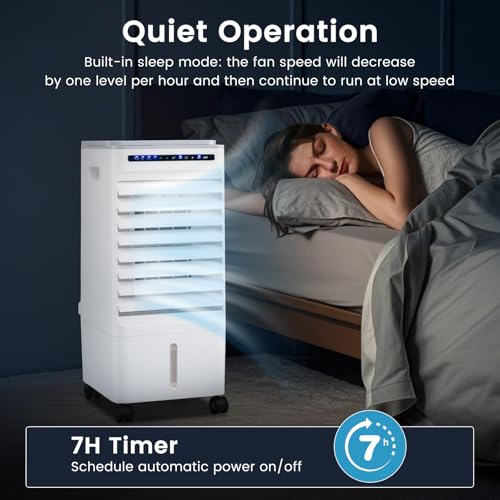 ARLIME 3 in 1 Evaporative Air Cooler, Windowless Swamp Cooler with 4 Modes, 3 Speeds, 7H Timer, Wide Oscillation, Remote, Double Tanks and 4 Ice Packs, Cooling Fan for Bedroom Livi image 2