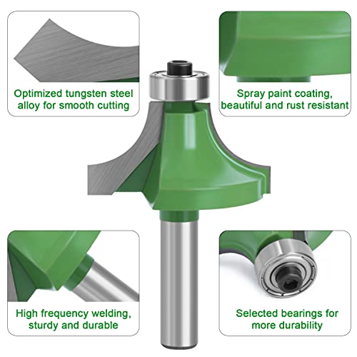 6 Stück Abrundfräser für Oberfräse, Abrundfräser 8mm Schaft, Mit Kugellagern, Hartmetall Runde Über Fräser Bits, Werkzeuge für die Holzbearbeitung, für Holzbeschnitt