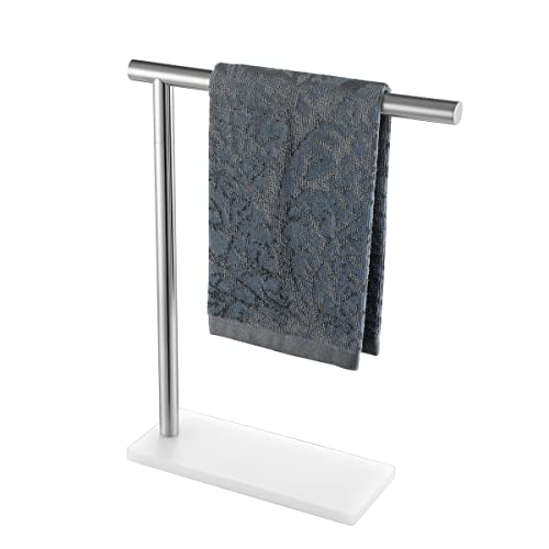 JQK HTT170-WN - Soporte para toallas de mano cepillado, moderno estante para árbol de pie para encimera con barra de 12 pulgadas, acero inoxidable 304 de grosor de 0.8 mm, HTT170-WN