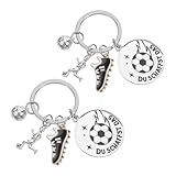TOYANDONA 2 Llaveros de Fútbol de Acero Inoxidable, Colgantes Deportivos con Balón, Diseño Compacto y Resistente para Regalos Infantiles y Accesorios de Fútbol, Paquete de 2 Piezas